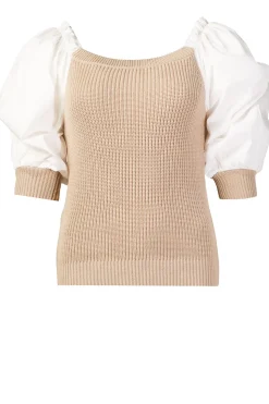 Cheap Liu Jo Tricot Top With Poplin Sleeves Erice | Beige... | | Little Soho