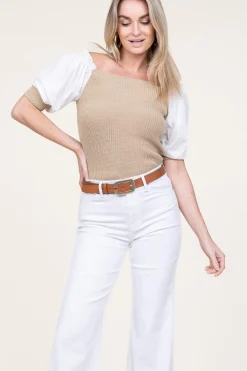 Cheap Liu Jo Tricot Top With Poplin Sleeves Erice | Beige... | | Little Soho