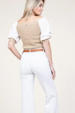 Cheap Liu Jo Tricot Top With Poplin Sleeves Erice | Beige... | | Little Soho