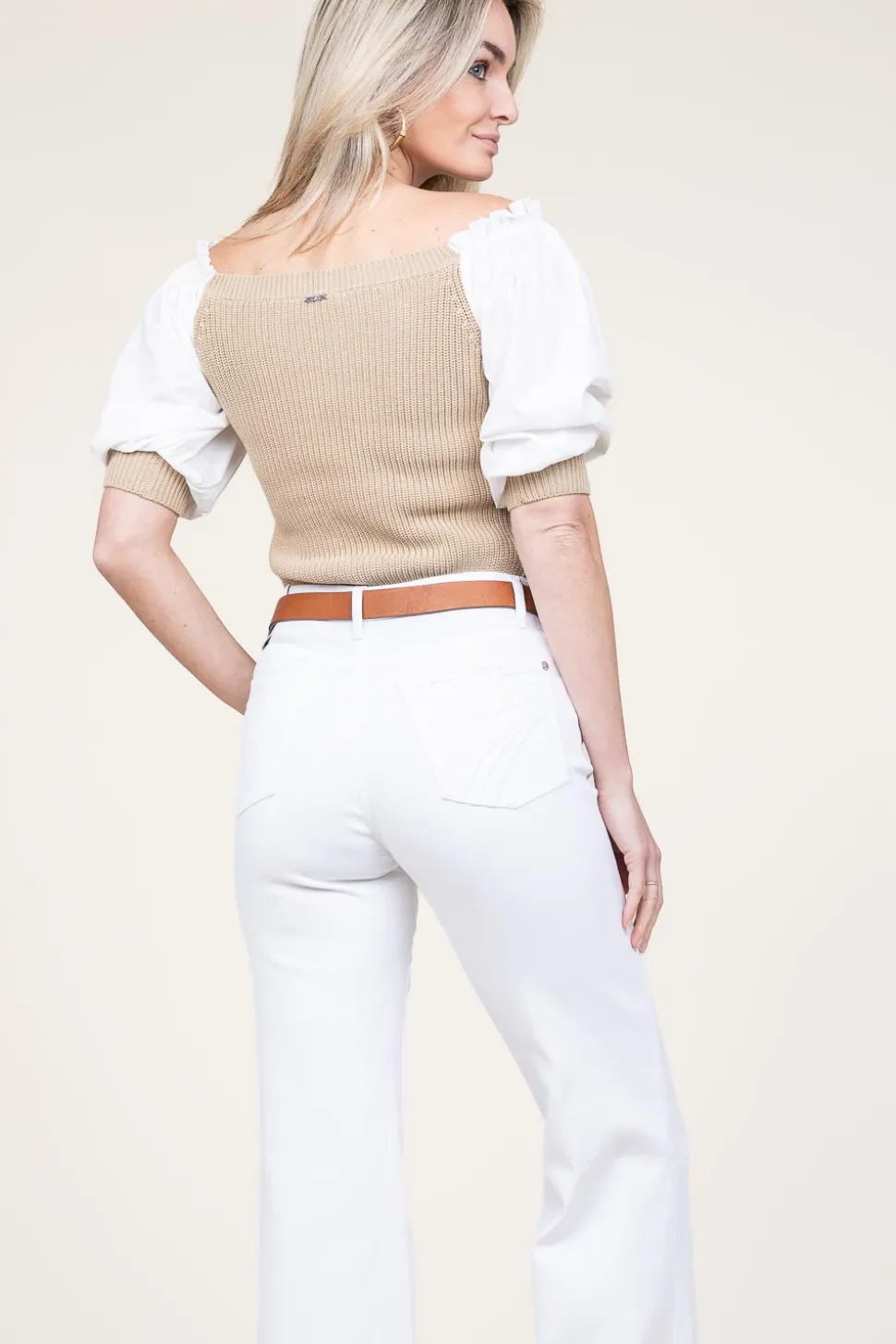 Cheap Liu Jo Tricot Top With Poplin Sleeves Erice | Beige... | | Little Soho