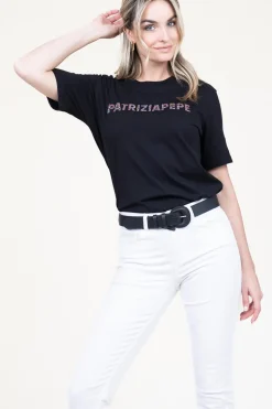 Sale Patrizia Pepe T-Shirt With Logo Lucia | Black... | | Little Soho