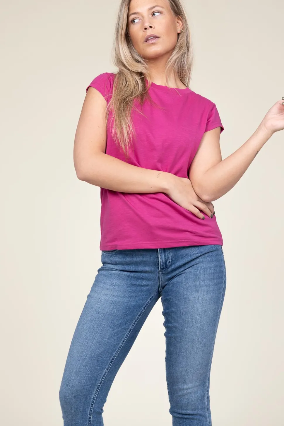 Shop CC Heart T-Shirt With Round Neck Classic | Berry... | | Little Soho