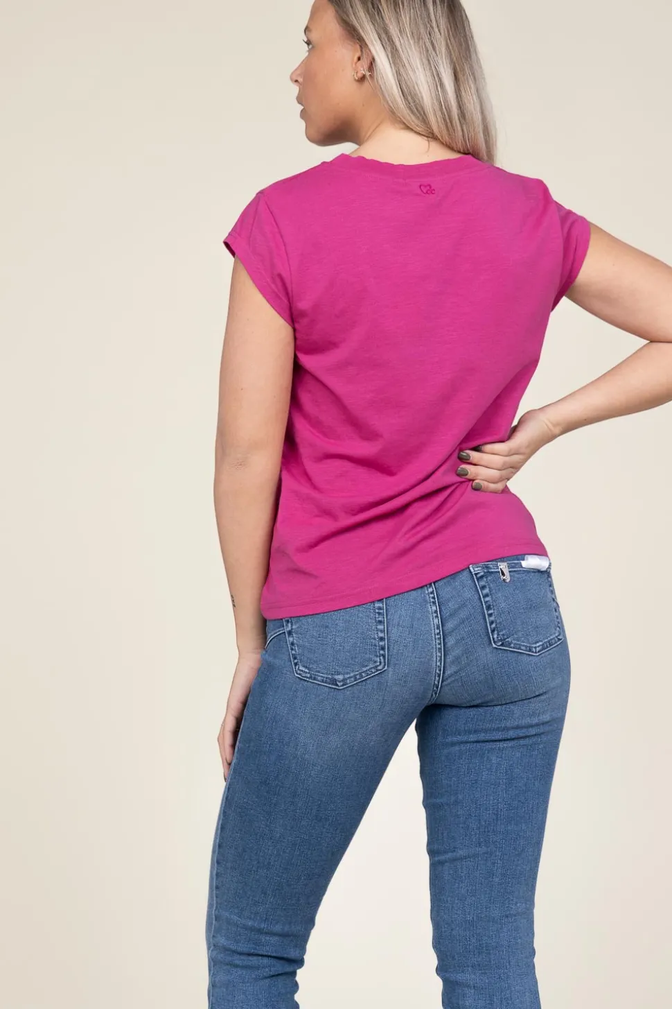 Shop CC Heart T-Shirt With Round Neck Classic | Berry... | | Little Soho