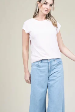 Sale CC Heart T-Shirt With Round Neck Classic | Dusty Pink... | | Little Soho