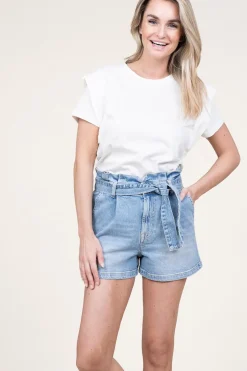 Shop Aaiko T-Shirt With Ruffles Cora | Natural... | | Little Soho