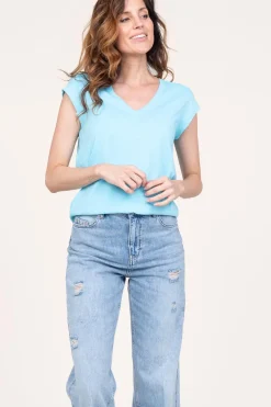 Best Sale CC Heart T-Shirt With V-Neck Vera | Blue... | | Little Soho