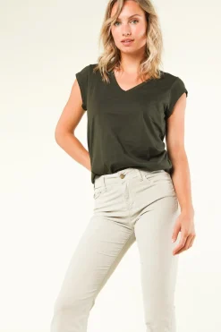 Sale CC Heart T-Shirt With V-Neck Vera | Donker Green... | | Little Soho