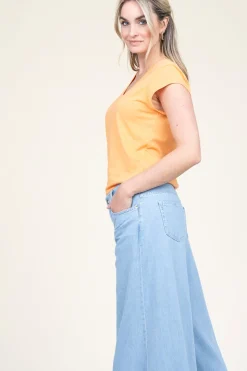 New CC Heart T-Shirt With V-Neck Vera | Orange... | | Little Soho