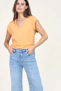 New CC Heart T-Shirt With V-Neck Vera | Orange... | | Little Soho