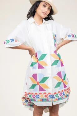 Hot Greek Archaic Kori Tunic With Gold Colored Embroidery Livy | Multi... | | Little Soho