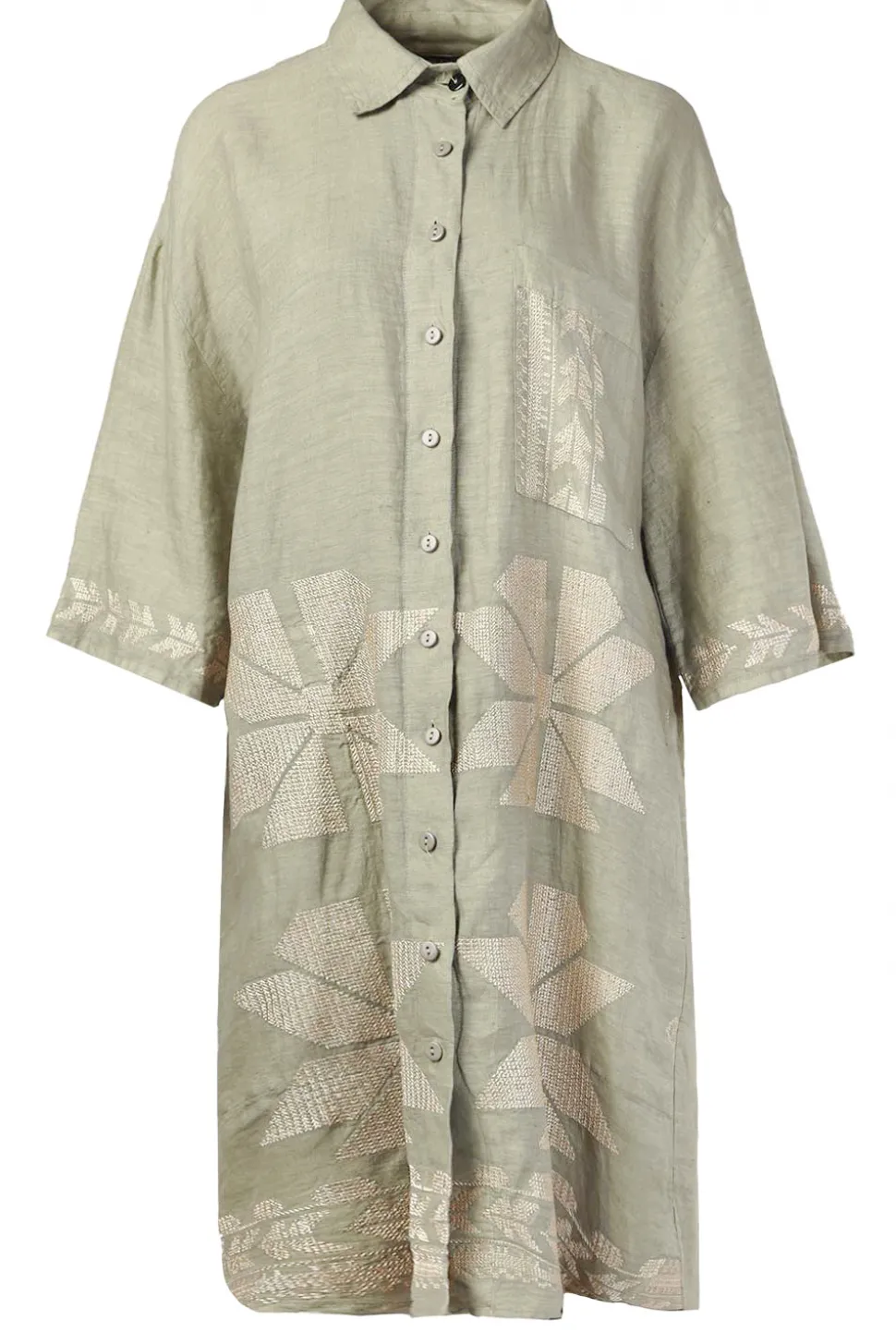 Cheap Greek Archaic Kori Tunic With Gold Colored Embroidery Livy | Green... | | Little Soho