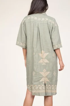 Cheap Greek Archaic Kori Tunic With Gold Colored Embroidery Livy | Green... | | Little Soho