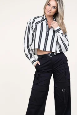 New IRO Viscose Blend Cropped Blouse Fabana | Black/Ecru... | | Little Soho