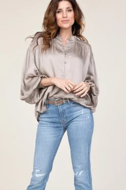 Flash Sale Ibana Viscose Top With Smocked Detail Tropa | Taupe... | | Little Soho