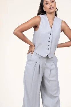 Hot Herskind Waistcoat In Linen Blend Mister | Grey... | | Little Soho