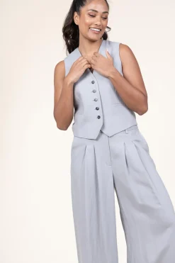 Hot Herskind Waistcoat In Linen Blend Mister | Grey... | | Little Soho