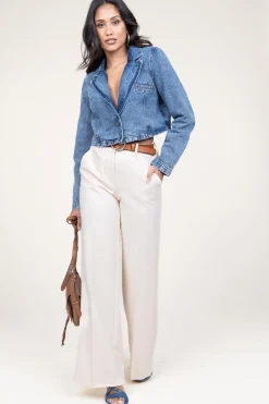 Cheap 45374 Wide Leg Trousers Luxor | Natural... | March23 | Little Soho