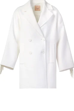 New Twinset Woolen Coat With Frills Grace | Natural... | | Little Soho